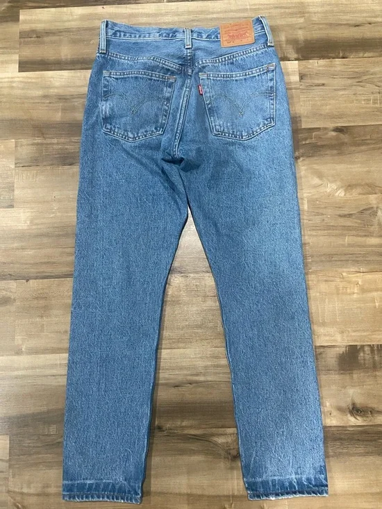 100% Cotton Levi's Women's 501 S Skinny Jeans - Medium Blue Faded Denim - Picture 11 of 14